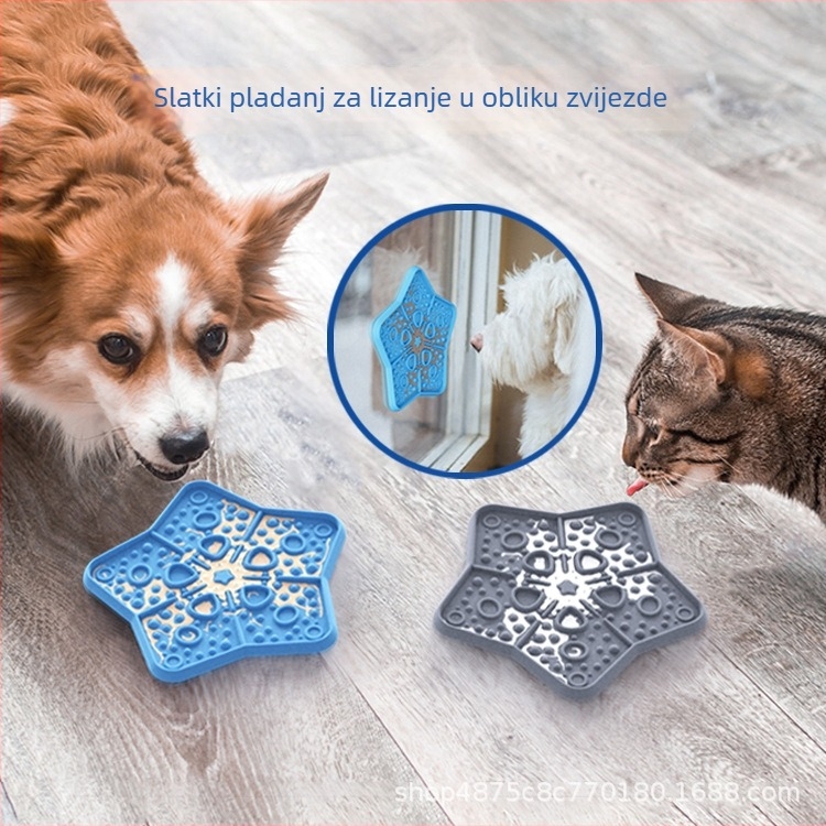 Silikonska podloga za lizanje s posudom za polagano hranjenje, s privjeskom i oblikom zvjezdice, za pse i mačke