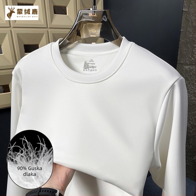 Muška pamučna majica s dugim rukavima, fleece podstava, okrugli ovratnik, uski kroj (zima, proljeće i jesen)