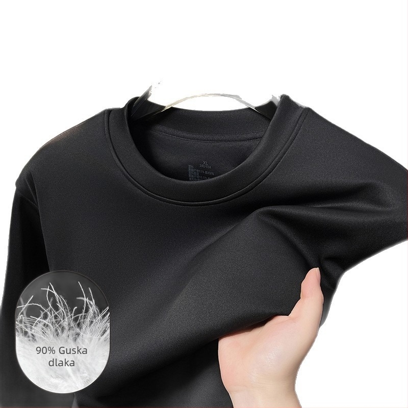 Muška pamučna majica s dugim rukavima, fleece podstava, okrugli ovratnik, uski kroj (zima, proljeće i jesen)