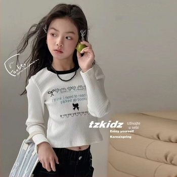 Dječja majica s dugim rukavima, korejski stil, okrugli ovratnik, 100% poliester, pogodna za proljeće i jesen