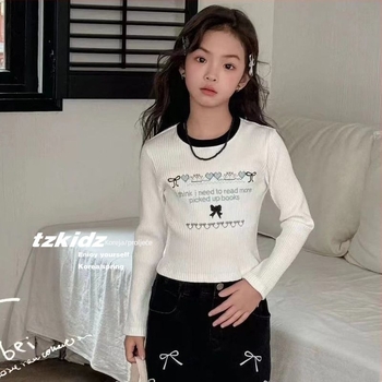 Dječja majica s dugim rukavima, korejski stil, okrugli ovratnik, 100% poliester, pogodna za proljeće i jesen