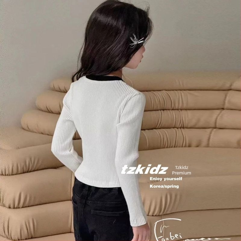 Dječja majica s dugim rukavima, korejski stil, okrugli ovratnik, 100% poliester, pogodna za proljeće i jesen