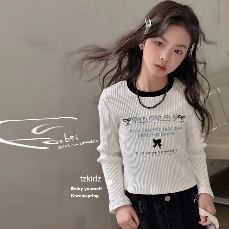 Dječja majica s dugim rukavima, korejski stil, okrugli ovratnik, 100% poliester, pogodna za proljeće i jesen