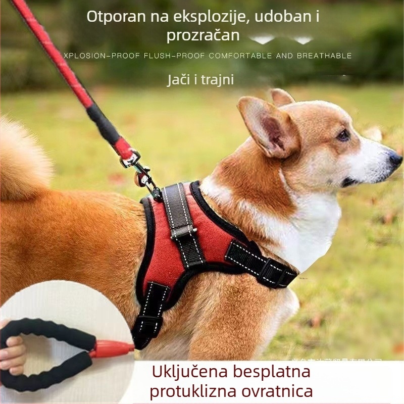 Denim harnes za psa, stražnji klip, prsni pojas, model Ru118