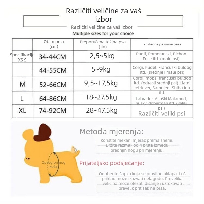 Denim harnes za psa, stražnji klip, prsni pojas, model Ru118