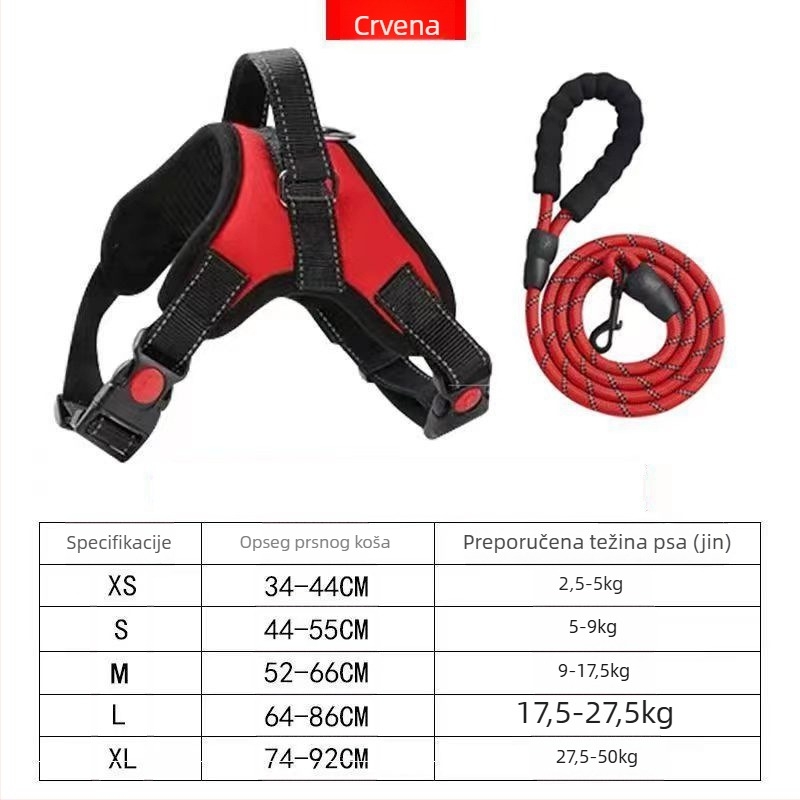 Denim harnes za psa, stražnji klip, prsni pojas, model Ru118