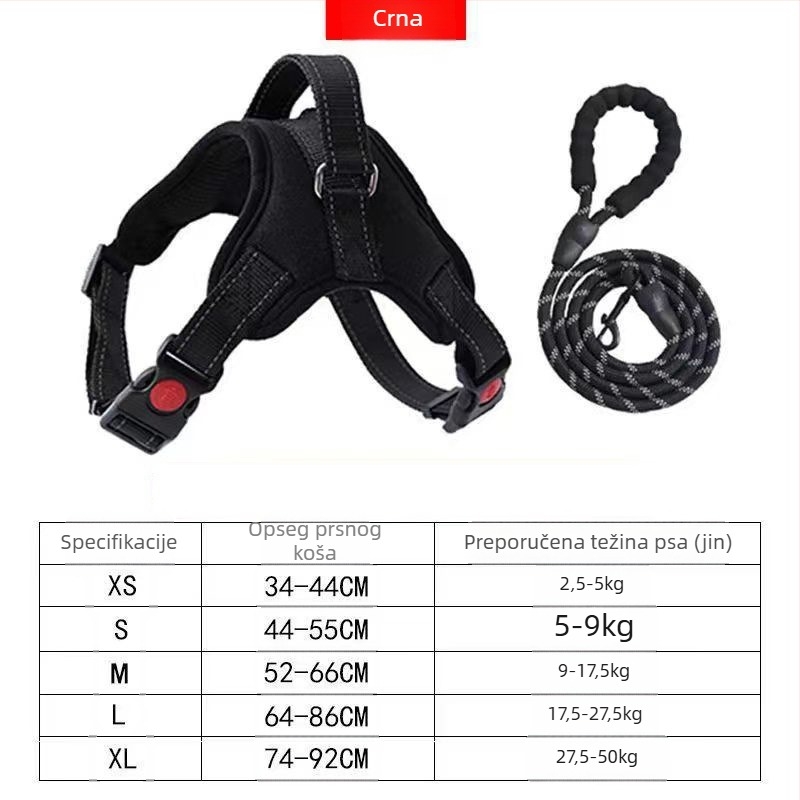 Denim harnes za psa, stražnji klip, prsni pojas, model Ru118