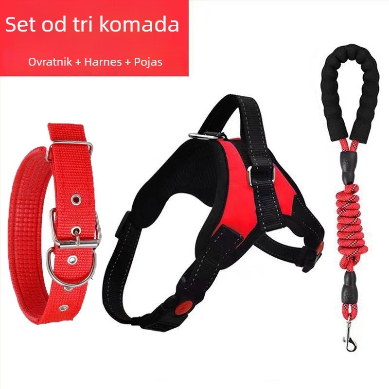 Denim harnes za psa, stražnji klip, prsni pojas, model Ru118