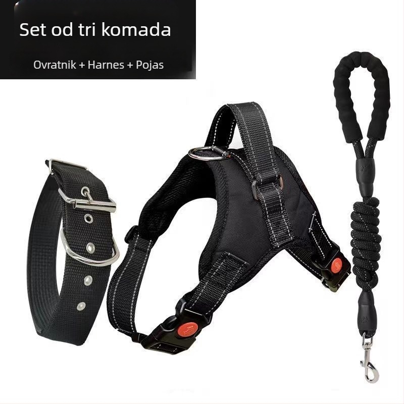 Denim harnes za psa, stražnji klip, prsni pojas, model Ru118