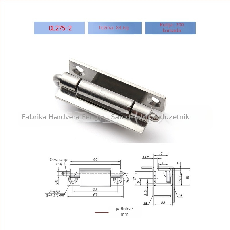 Skriveni šark od nehrđajućeg čelika za ormariće, SUS201/SUS304/SUS316, elektroforetska završna obrada, moderni minimalistički stil