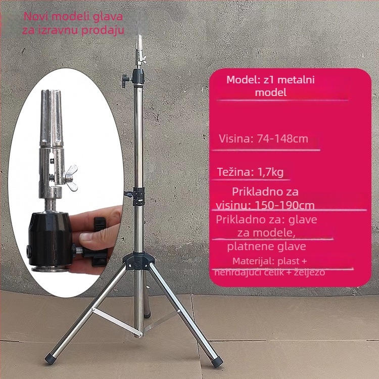 Glava za lutku za periku s tripodom – duga svila kosa, duge kovrče s ofinou, može se bojiti, podrška oblikovanju glave