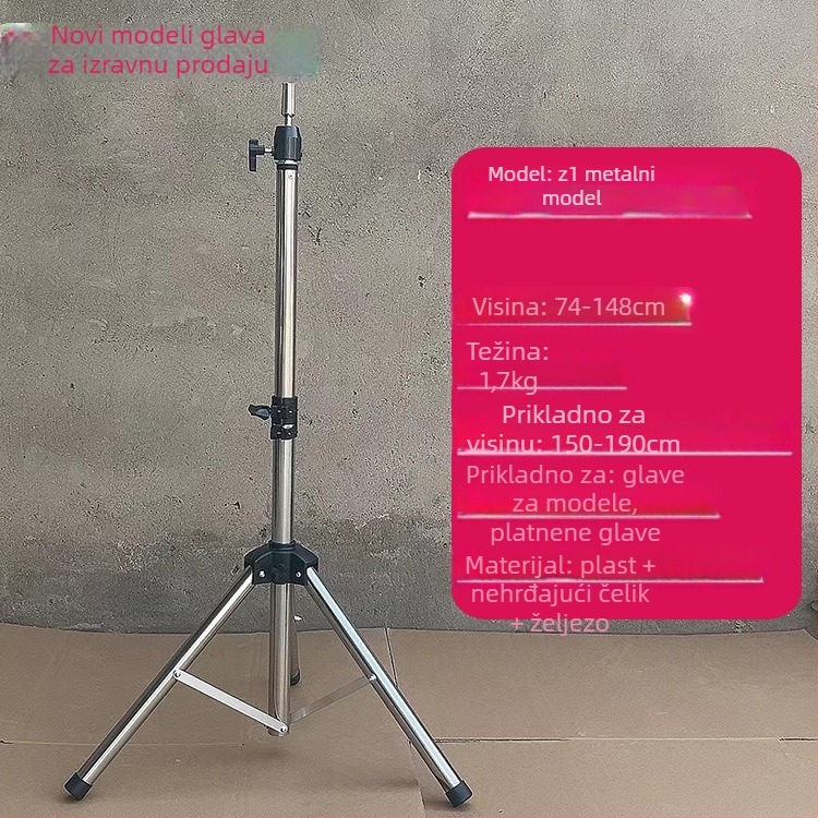 Glava za lutku za periku s tripodom – duga svila kosa, duge kovrče s ofinou, može se bojiti, podrška oblikovanju glave