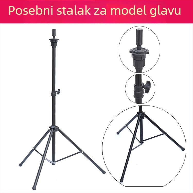 Glava za lutku za periku s tripodom – duga svila kosa, duge kovrče s ofinou, može se bojiti, podrška oblikovanju glave