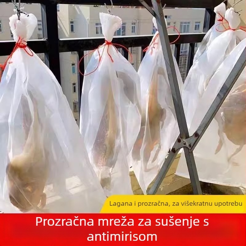 Najlon mreža za sušenje, protiv muha, prozračna, otporna na ptice, jednostupan mreža, paket 25 komada