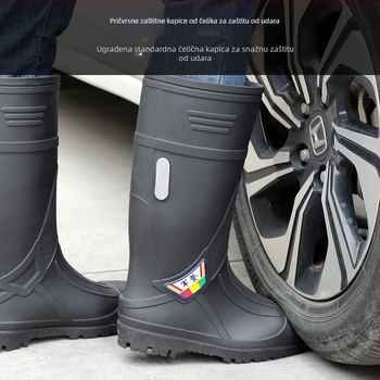 Muške kišne čizme visokog kroja od PVC-a, plastična potplata, slip-on
