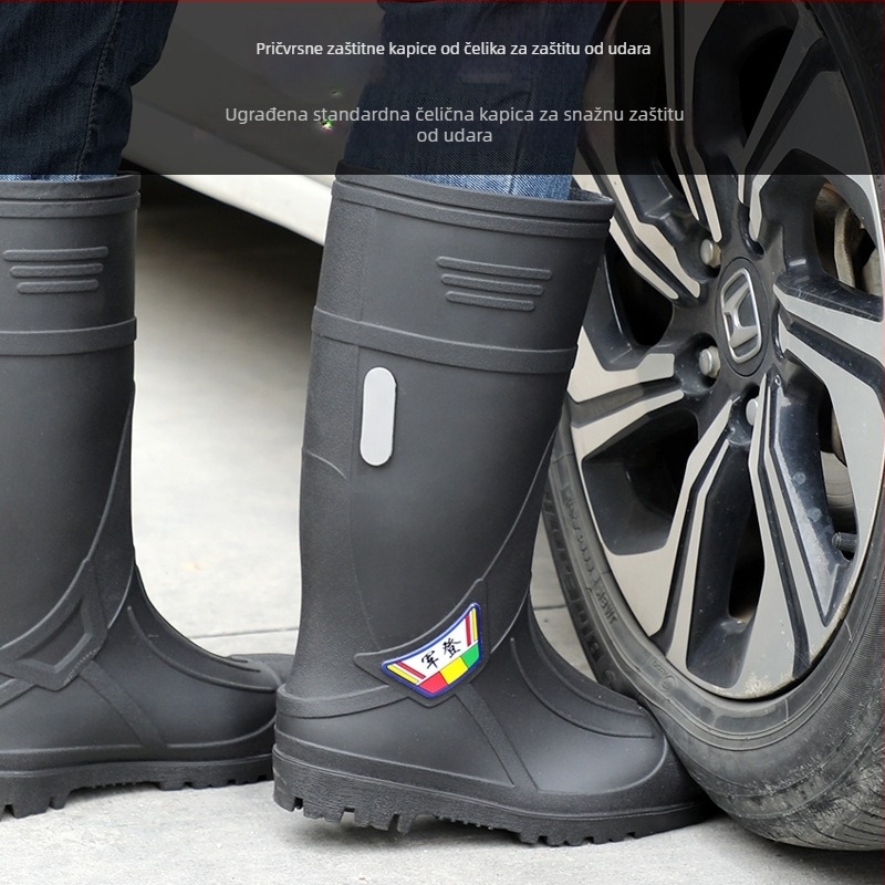 Muške kišne čizme visokog kroja od PVC-a, plastična potplata, slip-on