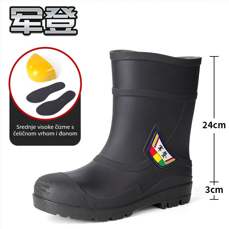 Muške kišne čizme visokog kroja od PVC-a, plastična potplata, slip-on