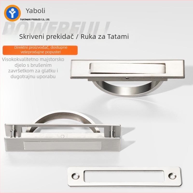 Tatami skrivena zakrivljena ručka za ormare i ladice, cinkog legura, lijevanje pod tlakom, moderan minimalistički stil