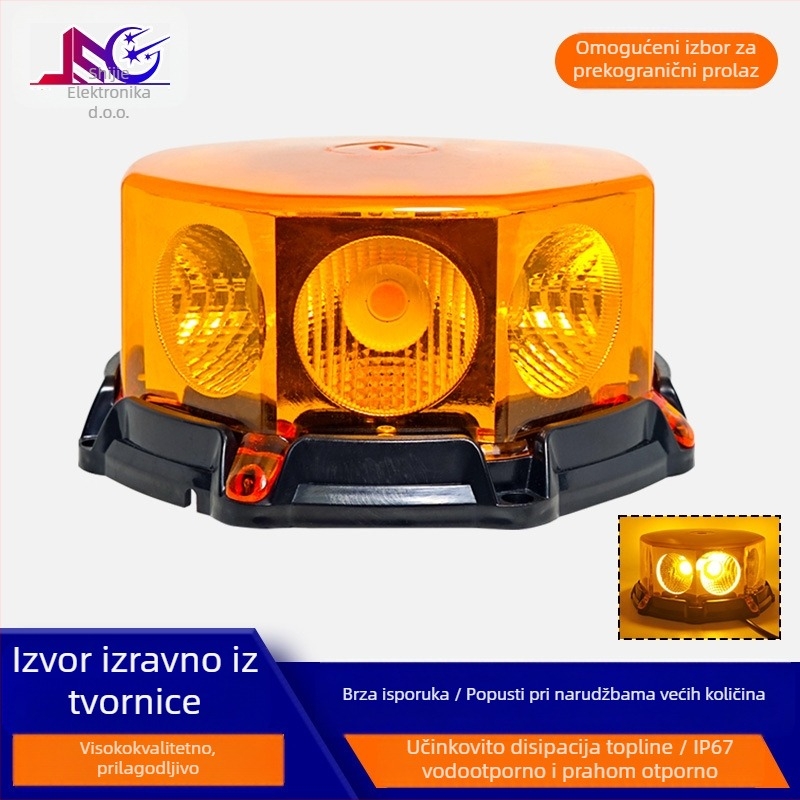 LED upozoravajuće svjetlo za školske autobuse s jakim magnetom, COB 10W, 18-80V, model JSG-03-COB, Univerzalna kompatibilnost
