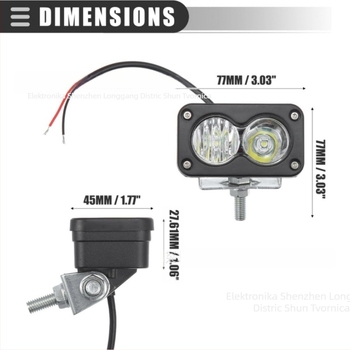 ALILONG LED off-road svjetlo za vozila, aluminijska legura, 12V, 10W, 260 lm, 6000K (Small Square Light Combination Light)