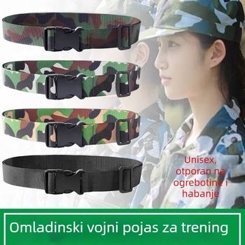 Vojni trening pojas – najlon pojas s plastičnom kopčom, zatvaranje kopčom, širina 2–4 cm, jedinstven stil