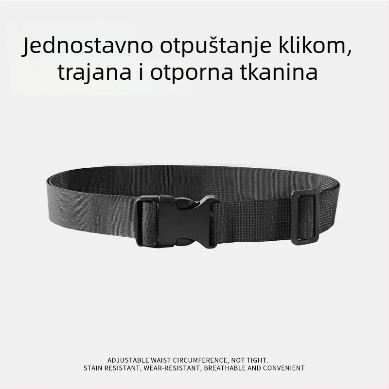 Vojni trening pojas – najlon pojas s plastičnom kopčom, zatvaranje kopčom, širina 2–4 cm, jedinstven stil