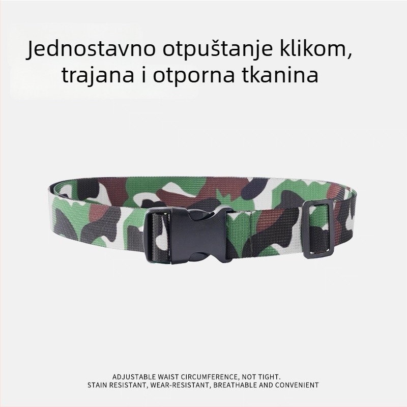 Vojni trening pojas – najlon pojas s plastičnom kopčom, zatvaranje kopčom, širina 2–4 cm, jedinstven stil