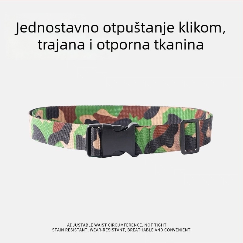Vojni trening pojas – najlon pojas s plastičnom kopčom, zatvaranje kopčom, širina 2–4 cm, jedinstven stil