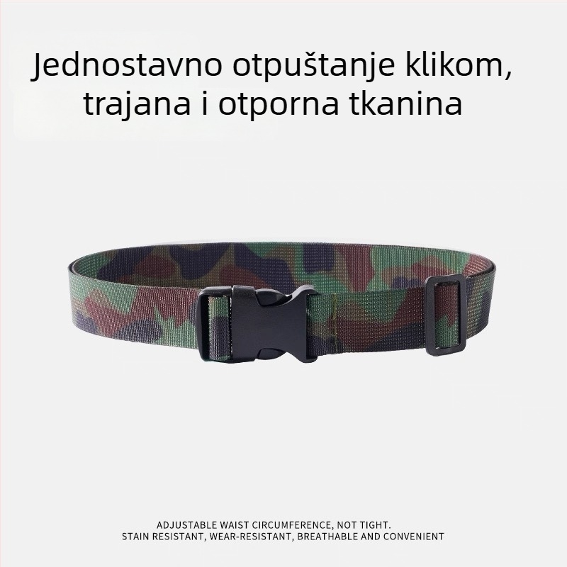 Vojni trening pojas – najlon pojas s plastičnom kopčom, zatvaranje kopčom, širina 2–4 cm, jedinstven stil