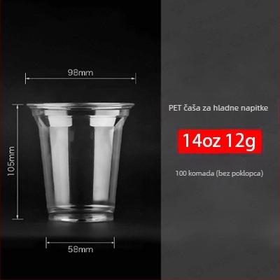 Jednokratna PET čaša s poklopcem za hladne napitke — okruglog oblika, kapacitet 360–700 ml, mogućnost tiska logotipa