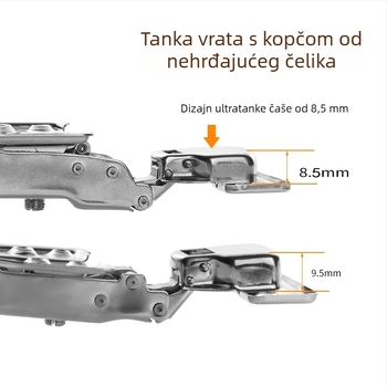 Nerđajući čelični šarka za ormar - Model CG9.5, Materijal: Nerđajući čelik, Površinska obrada: Poliranje, Debljina: 1 mm