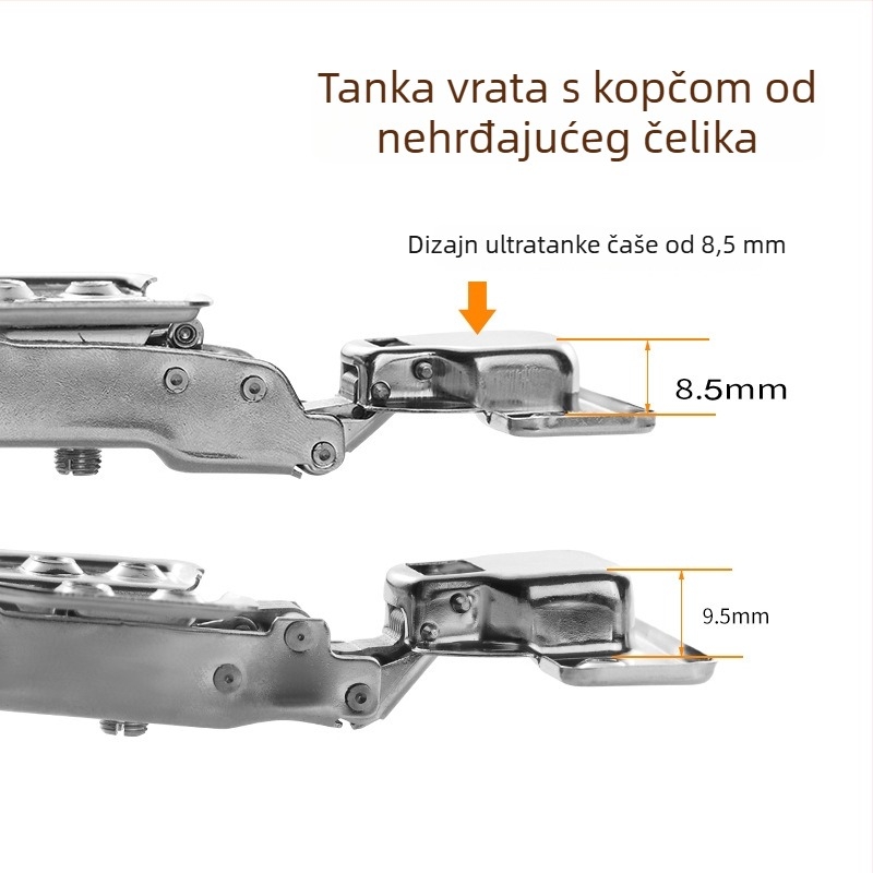 Nerđajući čelični šarka za ormar - Model CG9.5, Materijal: Nerđajući čelik, Površinska obrada: Poliranje, Debljina: 1 mm