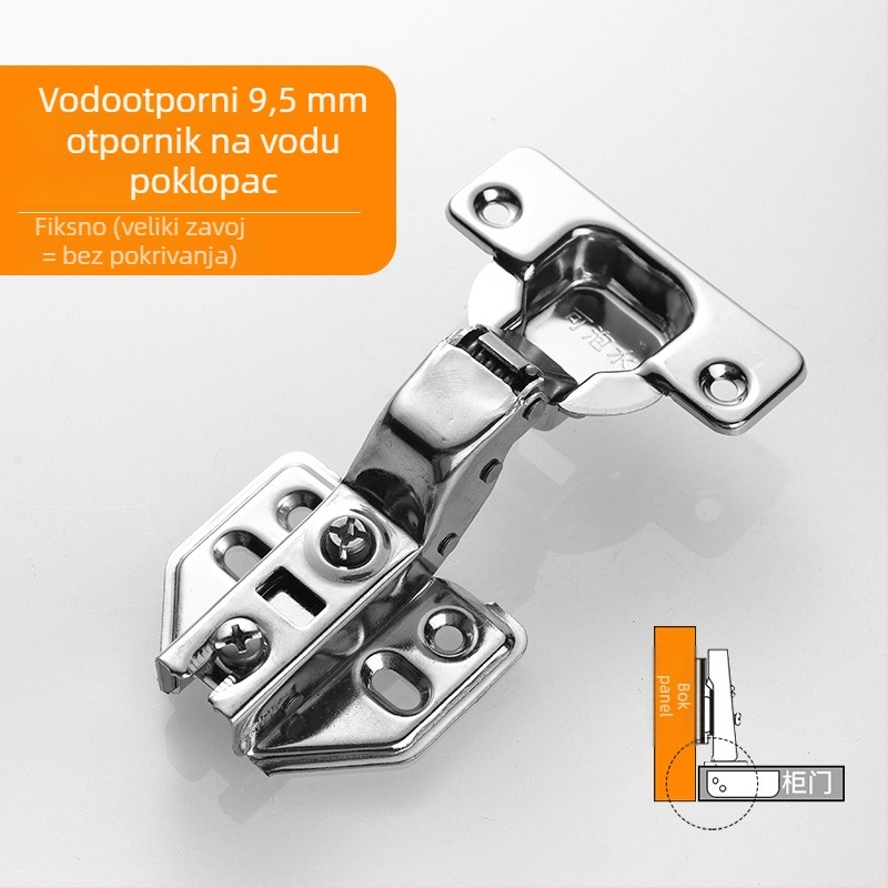 Nerđajući čelični šarka za ormar - Model CG9.5, Materijal: Nerđajući čelik, Površinska obrada: Poliranje, Debljina: 1 mm