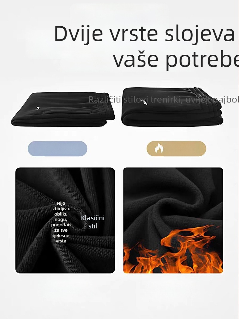 Muške hlače s flis podstavom, udobne siluete, visok pojas, ravne nogavice, 95% pamuka