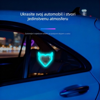 Unutarnja dekorativna LED svjetiljka u autu u obliku srca, solarno napajanje, bežično, za trokutasto prozor, neon na C-stupu, montaža usisnom čašom, 12V, 4W, model T0746