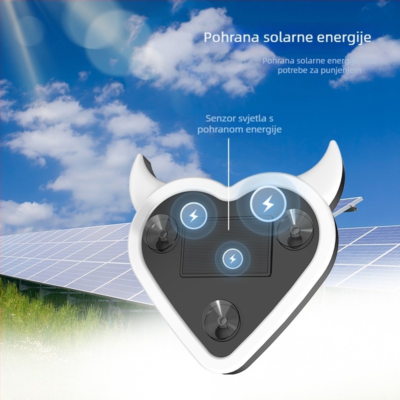 Unutarnja dekorativna LED svjetiljka u autu u obliku srca, solarno napajanje, bežično, za trokutasto prozor, neon na C-stupu, montaža usisnom čašom, 12V, 4W, model T0746
