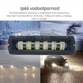 LED radna svjetiljka za automobil, jednovredna linija šest LED dioda i blikajući režim, 28W, 30V, 3500 lm, 6500K, aluminijska legura