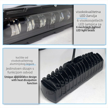 LED radna svjetiljka za automobil, jednovredna linija šest LED dioda i blikajući režim, 28W, 30V, 3500 lm, 6500K, aluminijska legura