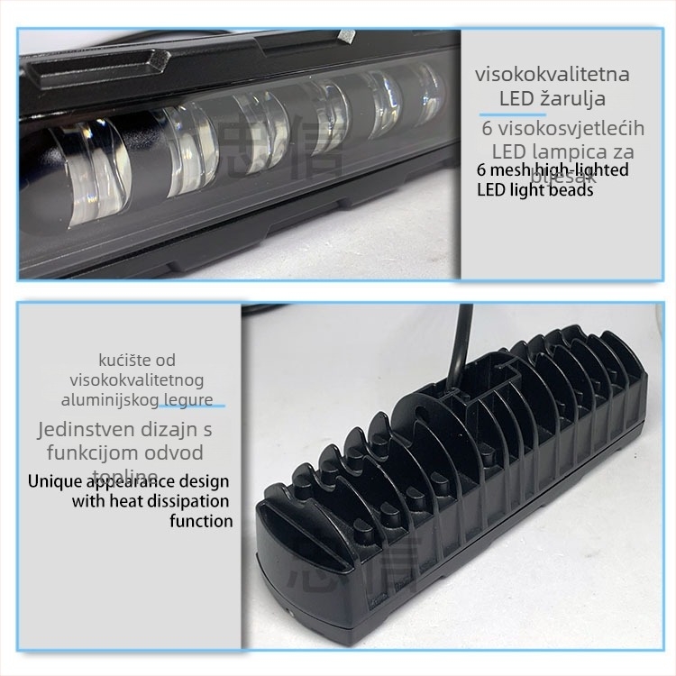 LED radna svjetiljka za automobil, jednovredna linija šest LED dioda i blikajući režim, 28W, 30V, 3500 lm, 6500K, aluminijska legura