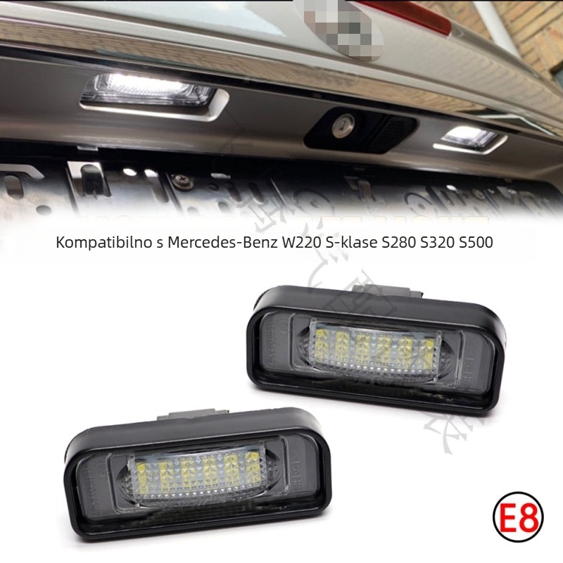 LED svjetlo za stražnji registarski broj za Mercedes W220 S-Class (1999–2005), 12V, 5W, 50.000 sati, 7000K, ABS+LED