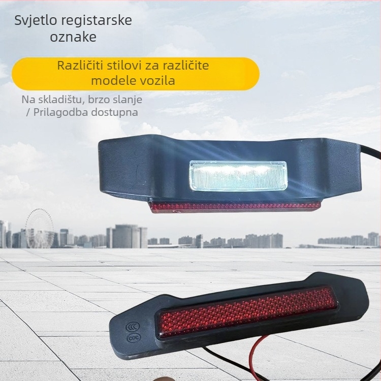 Svjetlo za registracijsku pločicu električnog tricikla | Materijal: ABS+PS | Napajanje: 12V ili 48–60V | Životni vijek: 3