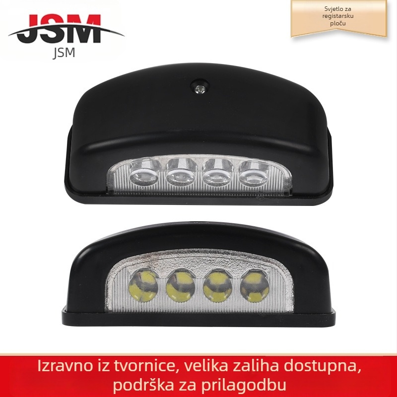 LED svjetlo za registarsku pločicu kamiona, 24V/12V, 4×0.5W, 6000K, životni vijek 20000h, univerzalno za kamione i prikolice