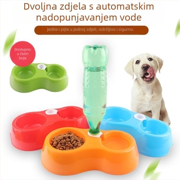 Plastična kružna automatska posuda za piće i hranu za kućne ljubimce s dvostrukom zdjelom za pse i mačke