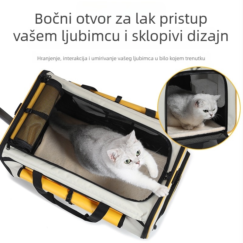 Velika torba za kućne ljubimce s kolima, sklopiva i udobna za putovanja, prijenosni kolica za pse i mačke, veličine od male do ekstra velike