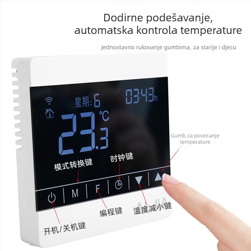 ALJIA panel za upravljanje temperaturom za središnji klimatizacijski sustav s inteligentnim regulatorom temperature, kompatibilan s klima uređajima, 220V