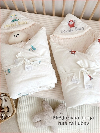 Novorođenački pamučni quilt-swaddle, karikatura motiv, tkanina i punilo od 100% pamučne, za sve sezone
