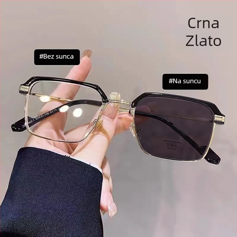Naočale za čitanje pri presbiopiji s zaštitom od plave svjetlosti, fotochromne, poluokvir, metalni okvir, za muškarce