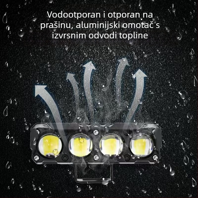 Motociklističko LED prednje svjetlo s lećom, 12-80V, IPX5, model R134, aluminij