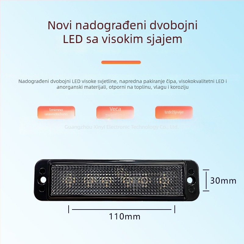 LED svjetlo upozorenja za prednju rešetku kamiona, 24V, 4W, PC/ABS, pogodno za kombi, kamion i terensko vozilo