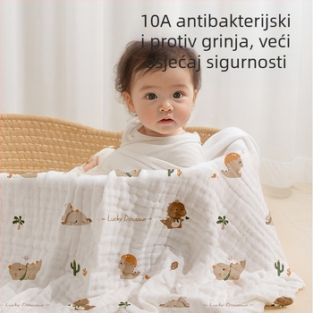 Šesstratni dječji gazeni ručnik za kupanje - 100% pamuk, 10A antibakterijski, brzo sušenje, 300–400 g, za dojenčad i djecu